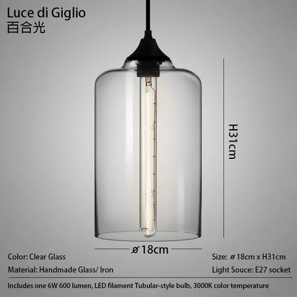 Suspension LED en verre soufflé à la bouche, design nordique moderne, lumière chaleureuse