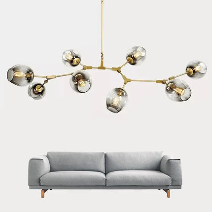 Suspension boule de verre LED nordique noir et or pour salon et cuisine