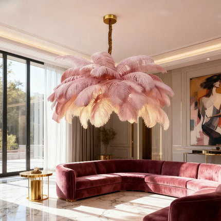 Suspension Plume LED Design Moderne en Métal pour Salon Cosy