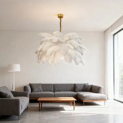 Suspension Plume LED Design Moderne en Métal pour Salon Cosy