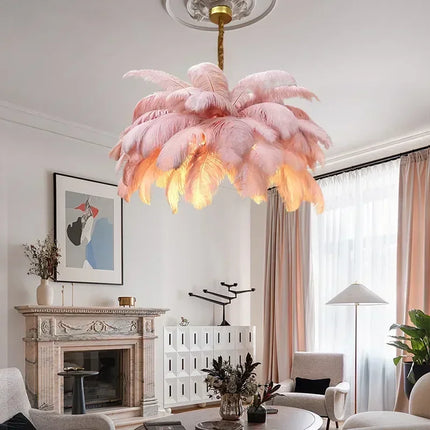 Suspension Plume LED Design Moderne en Métal pour Salon Cosy