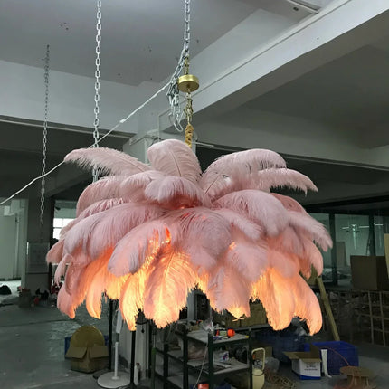 Suspension Plume LED Design Moderne en Métal pour Salon Cosy