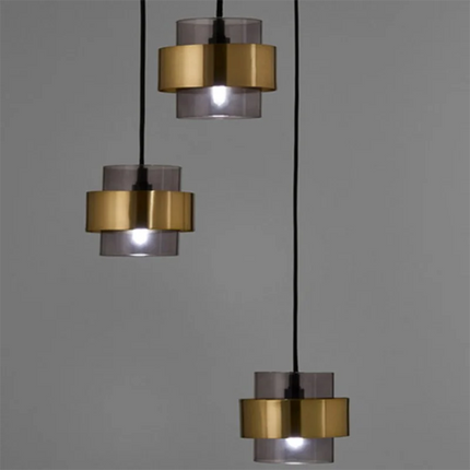 Suspension LED Post-Moderne en Verre et Fer, Lumière Ambre pour Salle à Manger et Hôtel