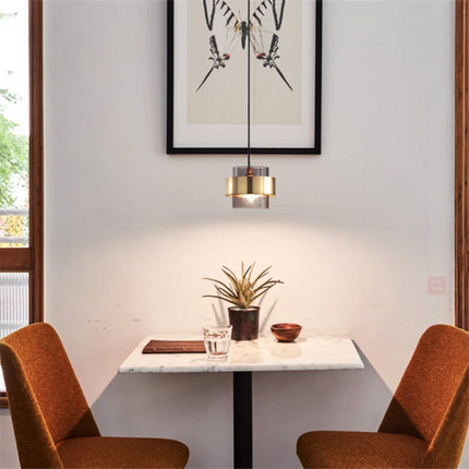 Suspension LED Post-Moderne en Verre et Fer, Lumière Ambre pour Salle à Manger et Hôtel