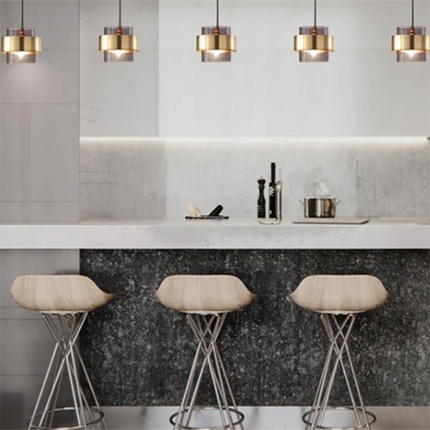 Suspension LED Post-Moderne en Verre et Fer, Lumière Ambre pour Salle à Manger et Hôtel