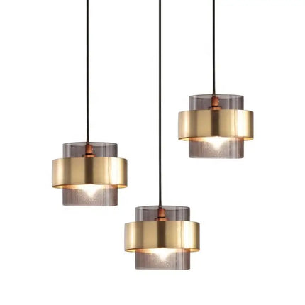 Suspension LED Post-Moderne en Verre et Fer, Lumière Ambre pour Salle à Manger et Hôtel