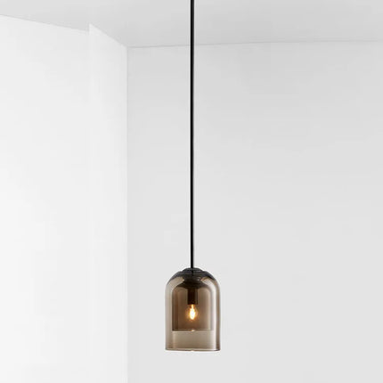 Suspension LED Design Nordique et Américain en Verre Gris, Lumière Chaude Ambiante