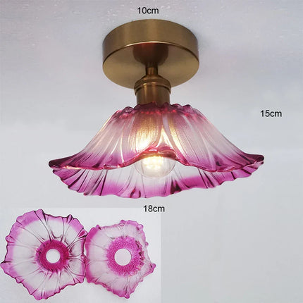 Suspension Vintage en Verre à Fleurs, Luminaire Art Déco pour Salon et Chambre