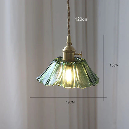 Suspension Vintage en Verre à Fleurs, Luminaire Art Déco pour Salon et Chambre