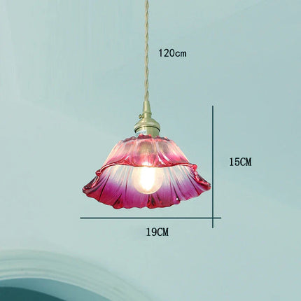 Suspension Vintage en Verre à Fleurs, Luminaire Art Déco pour Salon et Chambre