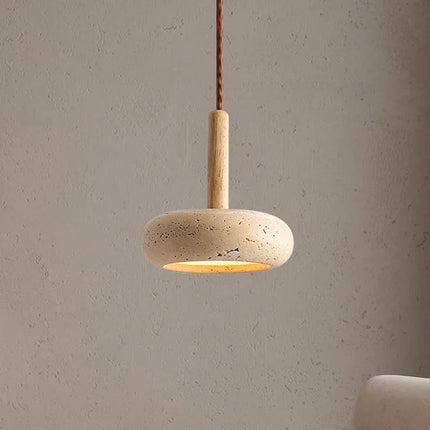 Suspension Wabi Sabi en pierre circulaire LED pour ambiance chaleureuse