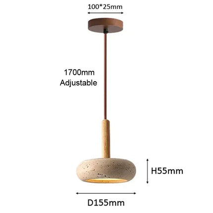 Suspension Wabi Sabi en pierre circulaire LED pour ambiance chaleureuse