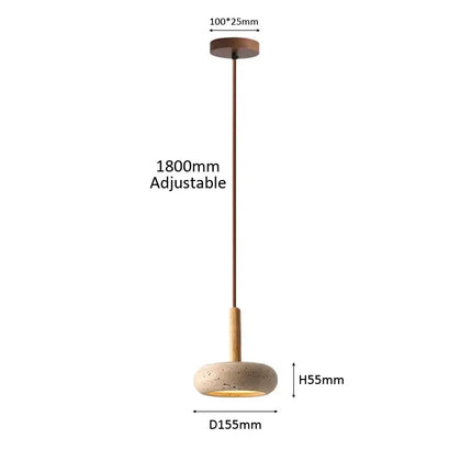 Suspension Wabi Sabi en pierre circulaire LED pour ambiance chaleureuse
