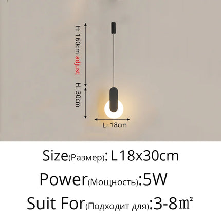 Suspension LED design moderne en aluminium, lumière chaude ou froide, noir et blanc