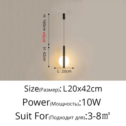 Suspension LED design moderne en aluminium, lumière chaude ou froide, noir et blanc