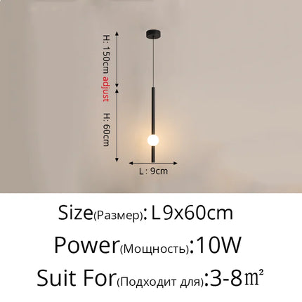 Suspension LED design moderne en aluminium, lumière chaude ou froide, noir et blanc