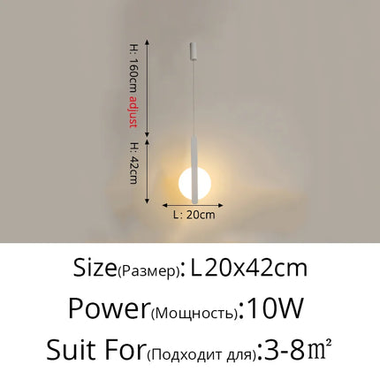 Suspension LED design moderne en aluminium, lumière chaude ou froide, noir et blanc