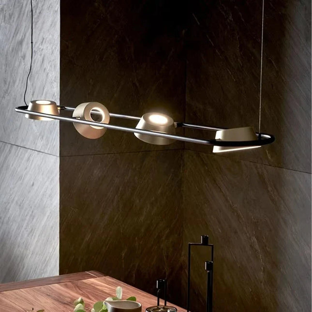 Suspension linéaire LED minimaliste en métal, luminaire suspendu moderne pour salle à manger et cuisine