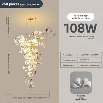 Suspension design moderne en céramique avec ampoules LED G9, ambiance chaleureuse