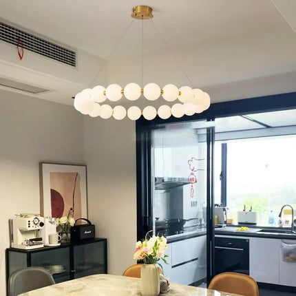 Suspension ronde nordique en aluminium et acrylique, lumière LED dimmable pour salon et chambre