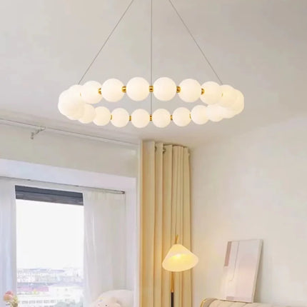 Suspension ronde nordique en aluminium et acrylique, lumière LED dimmable pour salon et chambre
