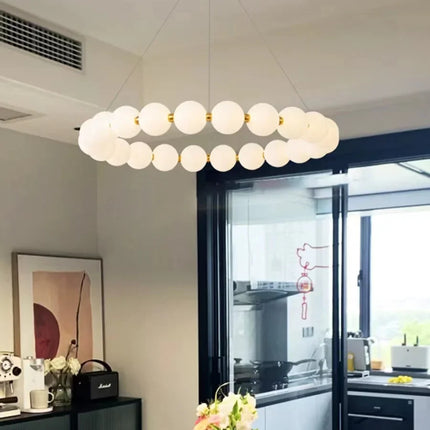Suspension ronde nordique en aluminium et acrylique, lumière LED dimmable pour salon et chambre