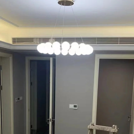 Suspension ronde nordique en aluminium et acrylique, lumière LED dimmable pour salon et chambre