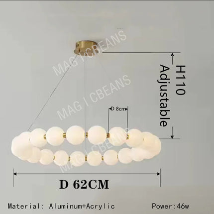 Suspension ronde nordique en aluminium et acrylique, lumière LED dimmable pour salon et chambre