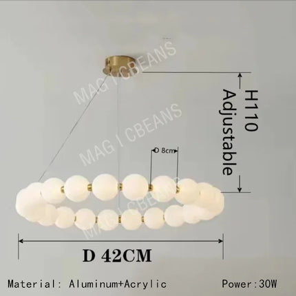 Suspension ronde nordique en aluminium et acrylique, lumière LED dimmable pour salon et chambre