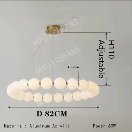 Suspension ronde nordique en aluminium et acrylique, lumière LED dimmable pour salon et chambre