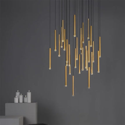 Suspension LED moderne en acier inoxydable pour salon et villa, éclairage intérieur haut de gamme