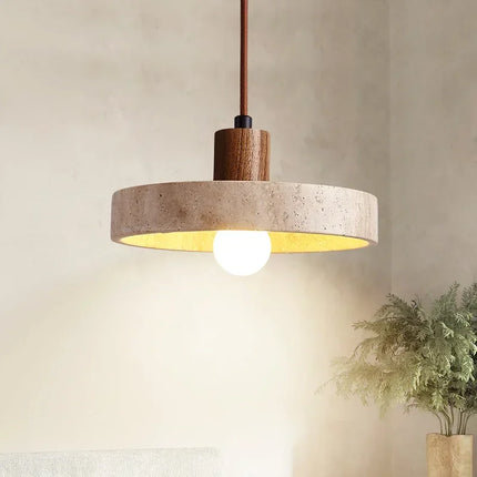 Suspension en pierre de travertin avec ampoule E27 pour intérieur design