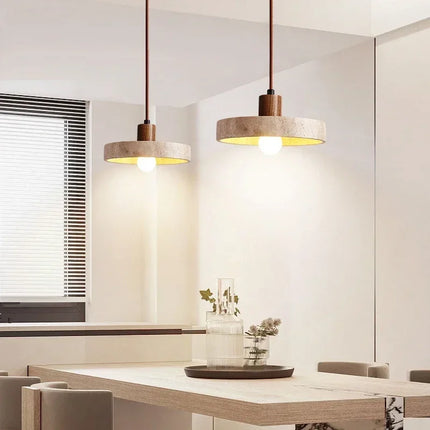 Suspension en pierre de travertin avec ampoule E27 pour intérieur design