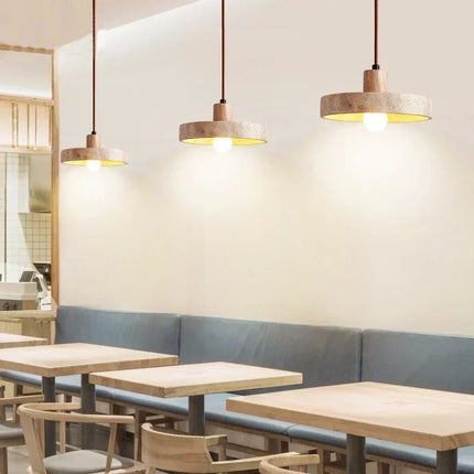 Suspension en pierre de travertin avec ampoule E27 pour intérieur design