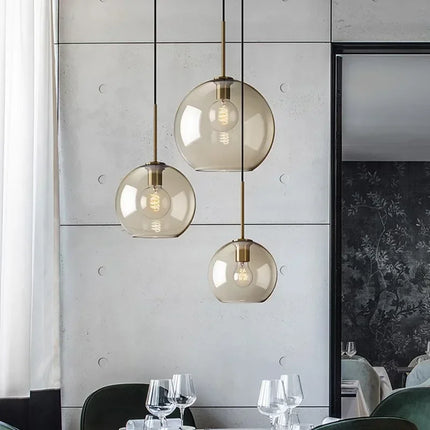 Suspension LED en verre design nordique, lumière chaude pour salon et salle à manger