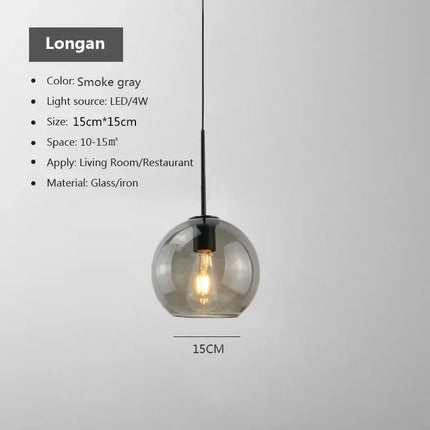 Suspension LED en verre design nordique, lumière chaude pour salon et salle à manger