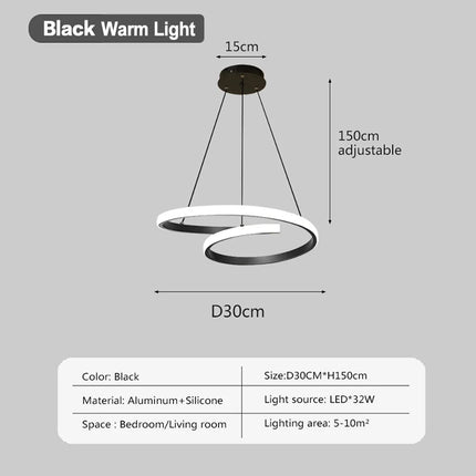Suspension LED nordique 30 cm en aluminium, lumière chaude pour salon et chambre