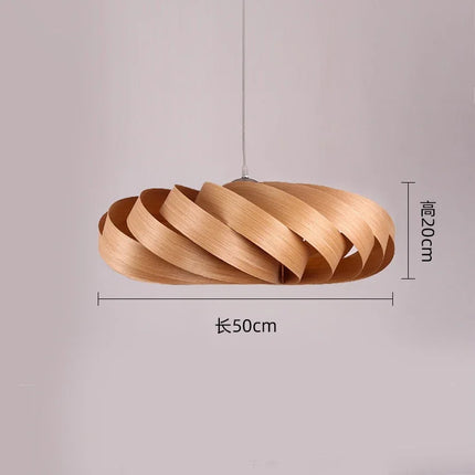 Suspension en placage de bois japonais ovale, lumière chaude artisanale pour salle à manger et espaces professionnels