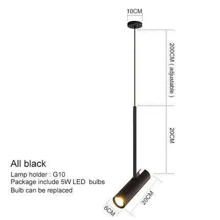 Suspension LED Nordique noire à angle réglable pour chambre et salle à manger