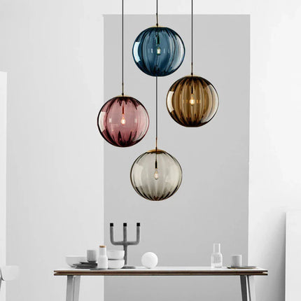 Suspension LED design nordique moderne en verre de pierre, luminaire intérieur élégant