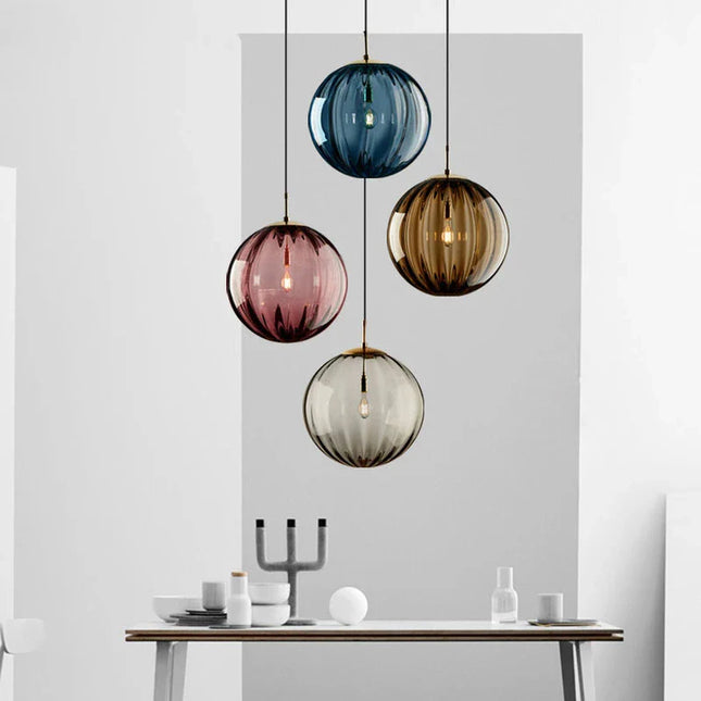 Suspension LED design nordique moderne en verre de pierre, luminaire intérieur élégant