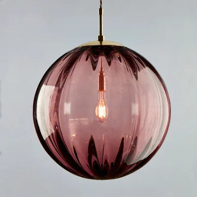 Suspension LED design nordique moderne en verre de pierre, luminaire intérieur élégant