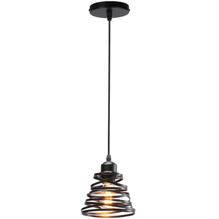 Suspension vintage en métal abat-jour cage fil noir pour éclairage intérieur