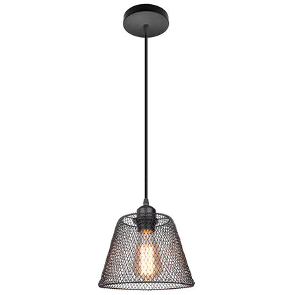 Suspension vintage en métal abat-jour cage fil noir pour éclairage intérieur