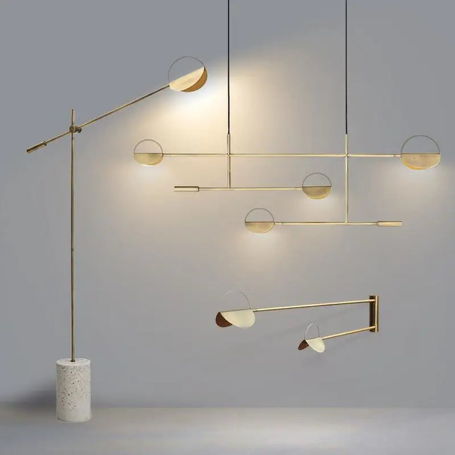 Suspension Bolia Feuilles en Chrome Poli, Design Géométrique Minimaliste Noir et Or, Lumière Ambiante pour Salon et Cuisine