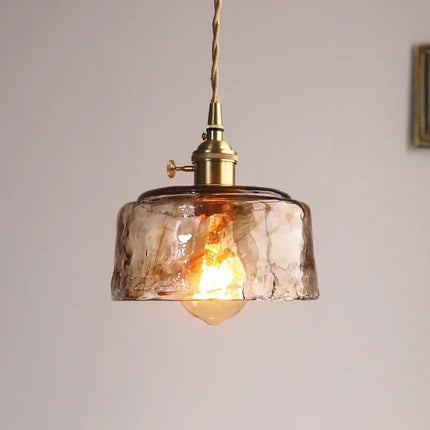 Suspension verre ambré rétro E27 style japonais pour ambiance chaleureuse