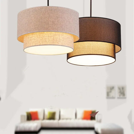 Suspension lin double couche style nordique américain moderne pour salon et salle à manger