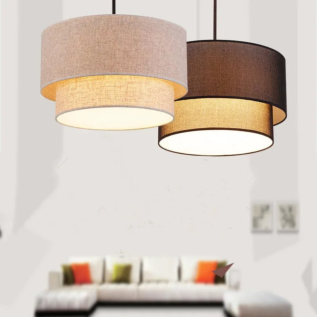 Suspension lin double couche style nordique américain moderne pour salon et salle à manger