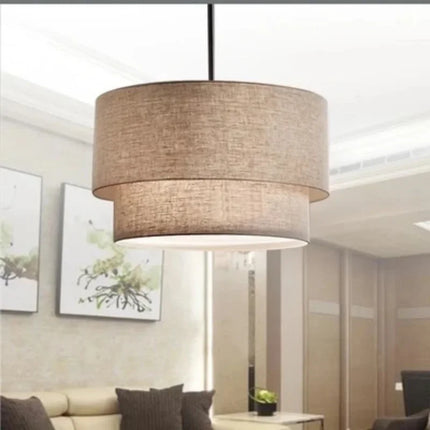 Suspension lin double couche style nordique américain moderne pour salon et salle à manger