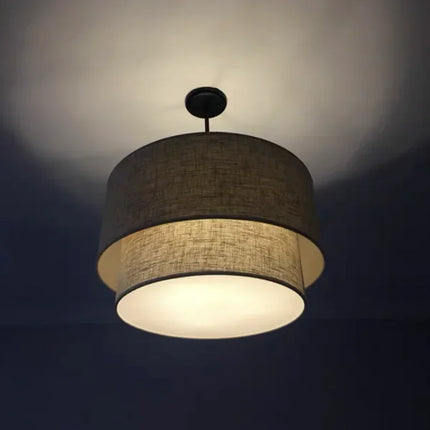 Suspension lin double couche style nordique américain moderne pour salon et salle à manger
